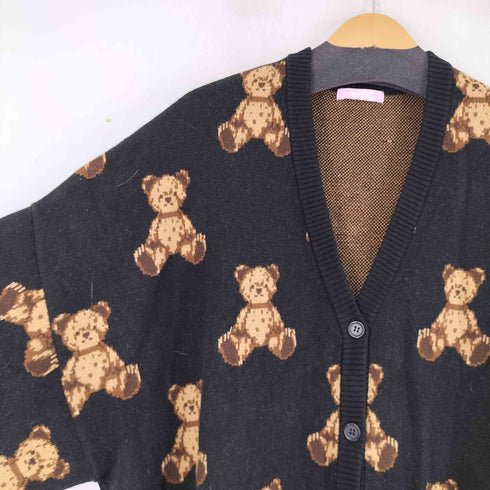 ウィゴー WEGO クマ総柄ビックカーデ レディース