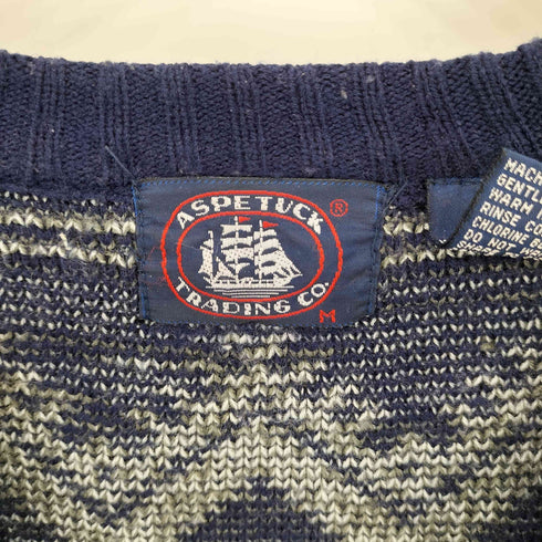 ASPETUCK 韓国製 ノルディック柄 アクリルニット カーディガン メンズ M