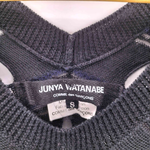 ジュンヤワタナベコムデギャルソン JUNYA WATANABE COMME des GARCONS AD2012 切れ込み 穴あき ボーダー アクリル テンセル ナイロン ミックスファブリック Vネック ニット セーター メンズ JPN:S