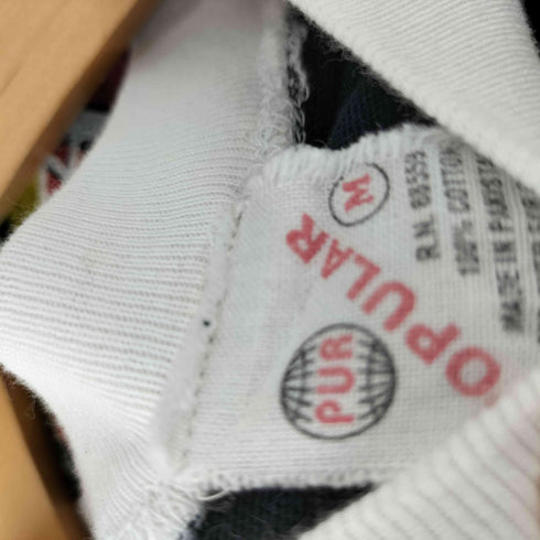 POPULAR フォト プリント ラグランスリーブ 七分丈 バンド Tシャツ メンズ import:M