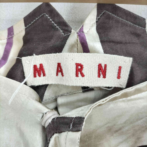 マルニ MARNI リネンシルク ボーダーストライプデザイン 巻きスカート レディース DE:40
