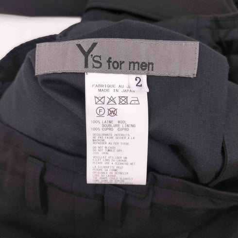 ワイズフォーメン Ys for men 25SS WOOL GABARDINE RIGHT AND LEFT LEG POCKETS PANTS ウール ギャバ ライト アンド レフト レッグ パンツ メンズ JPN:2