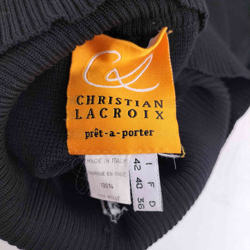 クリスチャンラクロワ Christian Lacroix イタリア製 ハイウエスト ウール ニット フレア パンツ レディース 42