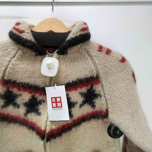 ヒステリックグラマー HYSTERIC GLAMOUR 90S 初期タグ バック キャラクター ジップアップ カウチン ニット ジャケット レディース FREE