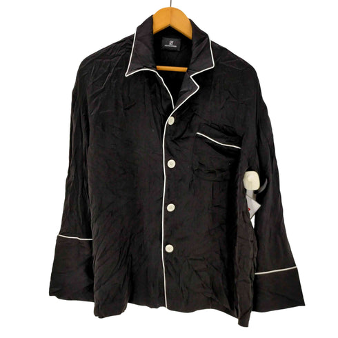 PRESTIGE APPAREL 22AW シルク スクリプトロゴ 刺繍 パイピング パジャマ シャツ メンズ import:S