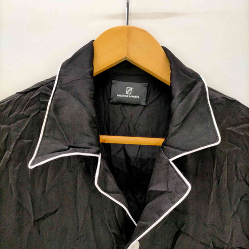 PRESTIGE APPAREL 22AW シルク スクリプトロゴ 刺繍 パイピング パジャマ シャツ メンズ import:S