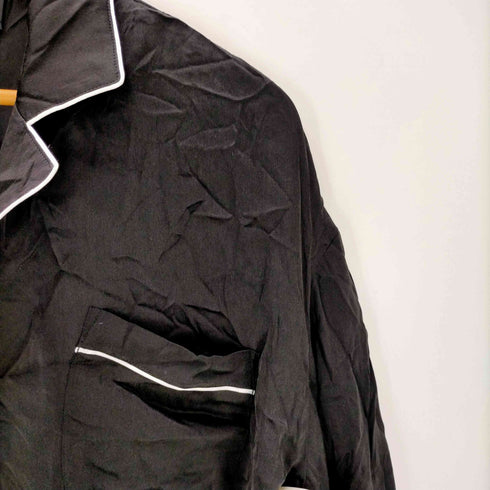 PRESTIGE APPAREL 22AW シルク スクリプトロゴ 刺繍 パイピング パジャマ シャツ メンズ import:S