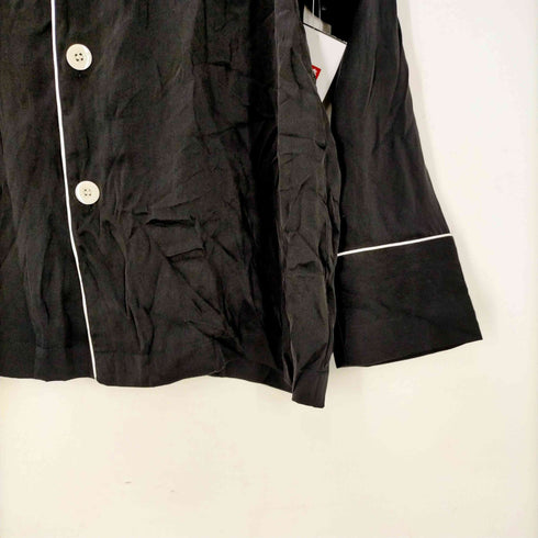 PRESTIGE APPAREL 22AW シルク スクリプトロゴ 刺繍 パイピング パジャマ シャツ メンズ import:S