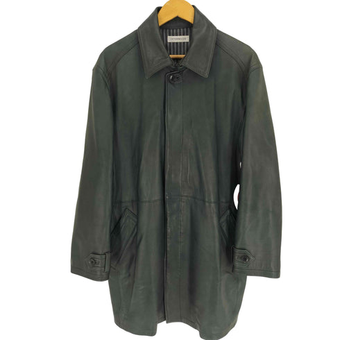 インターメッツォ INTERMEZZO 羊革 シープスキン 比翼ボタン レザー ハーフ コート メンズ LL