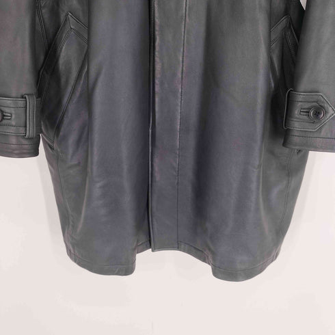 インターメッツォ INTERMEZZO 羊革 シープスキン 比翼ボタン レザー ハーフ コート メンズ LL