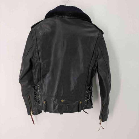 63 LEATHERS リアルレザー ファー ダブルライダースジャケット メンズ JPN:XS
