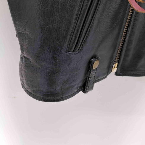 63 LEATHERS リアルレザー ファー ダブルライダースジャケット メンズ JPN:XS