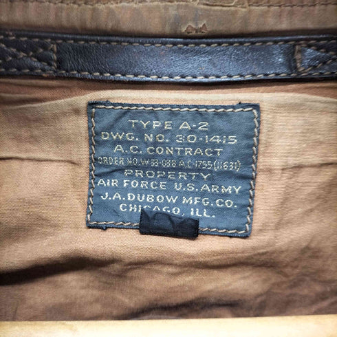 リアルマッコイズ REAL McCoyS J.A.DUBOW MFG コの字留め TALONジップ ピンバッチ A-2 レザージャケット Contract 1755 メンズ 40