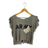オープニングセレモニー OPENING CEREMONY ARMY ユーズドリメイク カットオフ 半袖Tシャツ カットソー Y2K レディース S