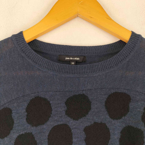 パドカレ pas de calais ドット柄 コットンニット レディース 36