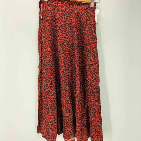 ワイズ Ys 80S レーヨン リーフ 葉 総柄 ロング フレア スカート レディース