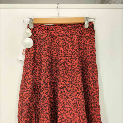 ワイズ Ys 80S レーヨン リーフ 葉 総柄 ロング フレア スカート レディース