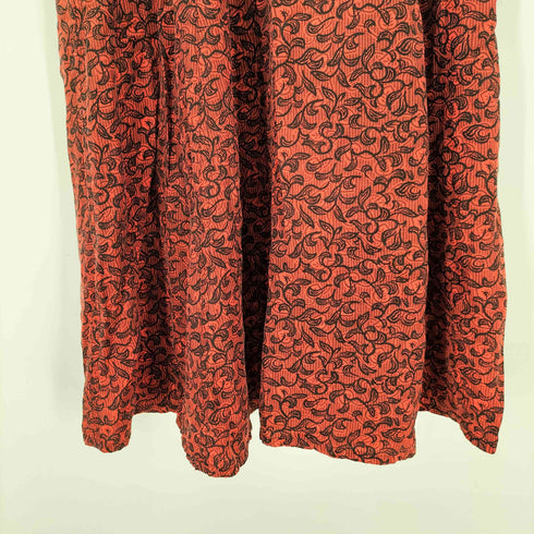 ワイズ Ys 80S レーヨン リーフ 葉 総柄 ロング フレア スカート レディース