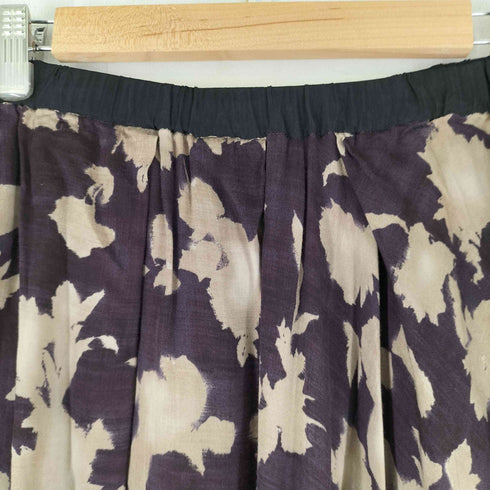 パドカレ pas de calais レーヨン総柄プリント プリーツスカート レディース 38