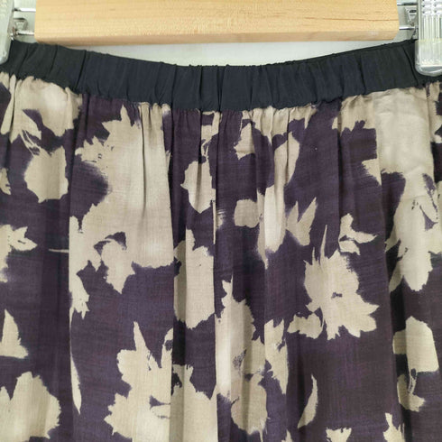 パドカレ pas de calais レーヨン総柄プリント プリーツスカート レディース 38