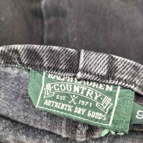 ラルフローレン RALPH LAUREN COUNTRY 90S コットン ブラック デニム ロング 巻き ラップスカート レディース 9