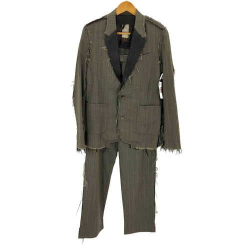 ノゾミイシグロ NOZOMI ISHIGURO 異素材切替 ほつれデザイン2Bテーラードジャケット セットアップ メンズ SMALL