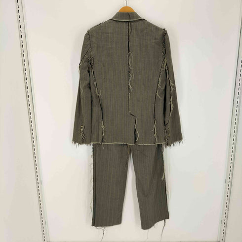 ノゾミイシグロ NOZOMI ISHIGURO 異素材切替 ほつれデザイン2Bテーラードジャケット セットアップ メンズ SMALL