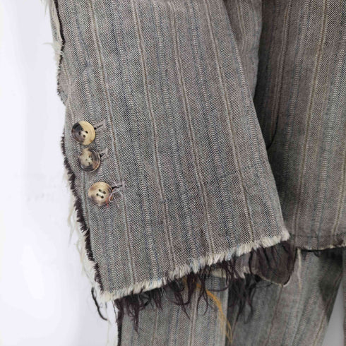 ノゾミイシグロ NOZOMI ISHIGURO 異素材切替 ほつれデザイン2Bテーラードジャケット セットアップ メンズ SMALL