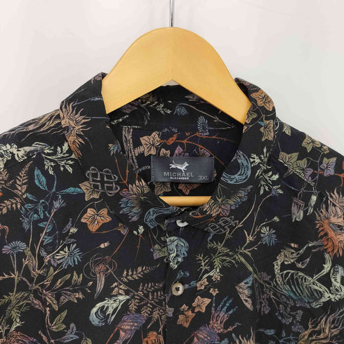 MICHAEL ALEXANDER レーヨン スカル総柄半袖シャツ メンズ 3XL