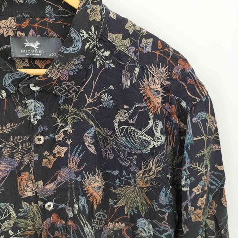 MICHAEL ALEXANDER レーヨン スカル総柄半袖シャツ メンズ 3XL