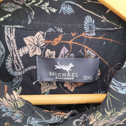 MICHAEL ALEXANDER レーヨン スカル総柄半袖シャツ メンズ 3XL