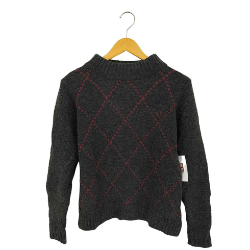 フレッドペリー FRED PERRY アーガイル柄 リボンデザイン モックネック ニットセーター レディース UK:10