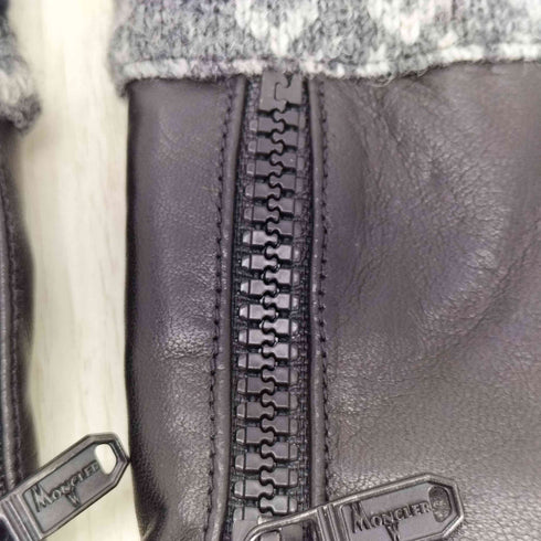 モンクレール MONCLER レザー切替 ニットグローブ メンズ