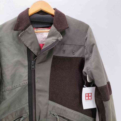 masterkey ×ink ビンテージディテール 袖ririジップ 素材切り替え 異素材 再構築 ミリタリー リメイク ジップアップ ライダース ジャケット ブルゾン メンズ 1