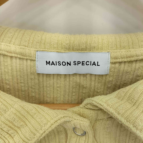 メゾンスペシャル MAISON SPECIAL ビッグカラー ヘンリーネック リブデザイン コットン ニットソー レディース M