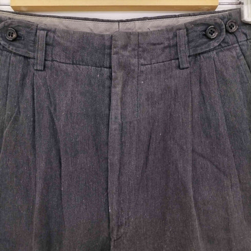 コムデギャルソンオム COMME des GARCONS HOMME 80s AD表記無 金文字タグ archive カスリ 2タック コットン センタープレス ワイド テーパード スラックス メンズ JPN:M