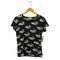 DEVASTEE コーヒー総柄 クルーネック半袖Tシャツ カットソー メンズ M