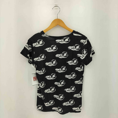 DEVASTEE コーヒー総柄 クルーネック半袖Tシャツ カットソー メンズ M