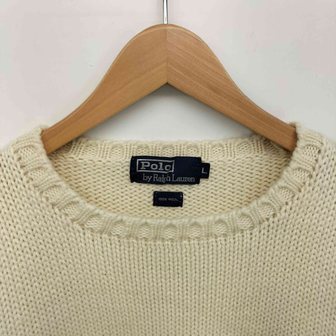 ポロバイラルフローレン Polo by RALPH LAUREN 90S ロゴ刺繍 リブ編み プルオーバー ニット セーター メンズ import:L