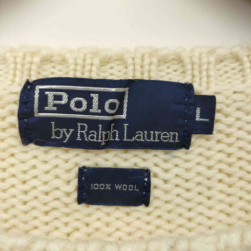 ポロバイラルフローレン Polo by RALPH LAUREN 90S ロゴ刺繍 リブ編み プルオーバー ニット セーター メンズ import:L