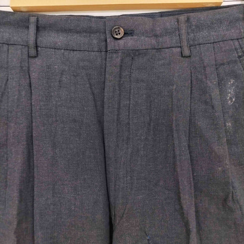 コムデギャルソンオム COMME des GARCONS HOMME 80s AD表記無 金文字タグ archive カスリ 2タック コットン センタープレス ワイド テーパード スラックス メンズ JPN:M
