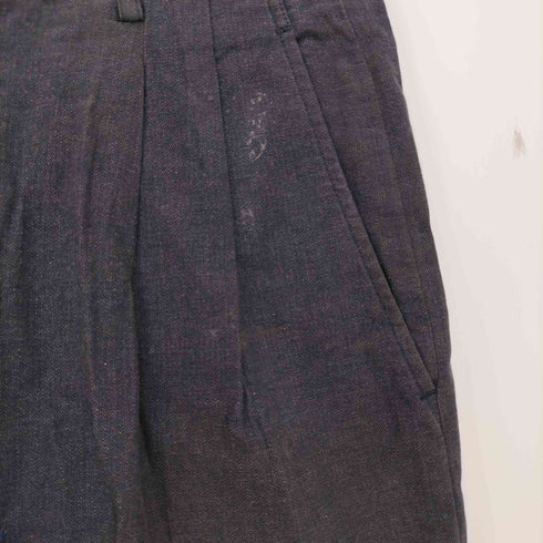 コムデギャルソンオム COMME des GARCONS HOMME 80s AD表記無 金文字タグ archive カスリ 2タック コットン センタープレス ワイド テーパード スラックス メンズ JPN:M