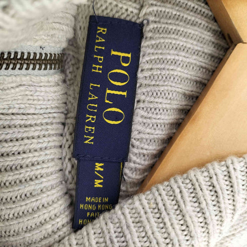 ポロラルフローレン POLO RALPH LAUREN ポニー刺繍 絹 シルク 100% ケーブル編み ハーフジップ ニット メンズ import:M