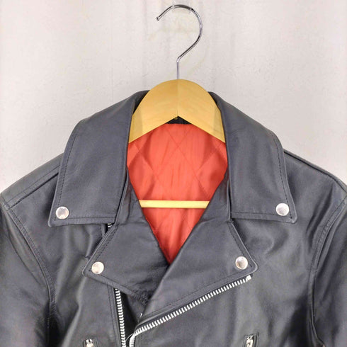 裏地キルティング ロンジャン ライトニング型ダブルライダースジャケット メンズ 38