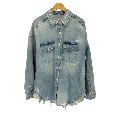 ザラ ZARA ダメージ加工 デニムシャツジャケット メンズ import:S