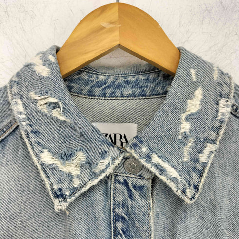 ザラ ZARA ダメージ加工 デニムシャツジャケット メンズ import:S