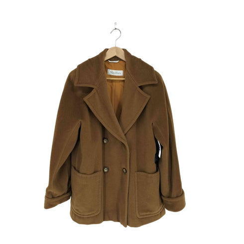 マックスマーラ MAX MARA Made in Italy 白タグ カシミヤ混 ダブルブレストコート レディース 40