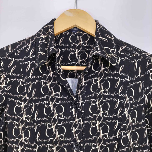 バーバリーロンドン BURBERRY LONDON 総柄 シルク100 チュニックシャツワンピース レディース 38