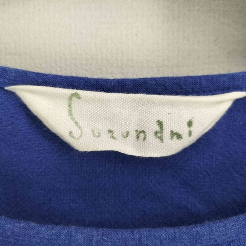 Suzundni リネン 七分袖 ボートネック ワンピース レディース