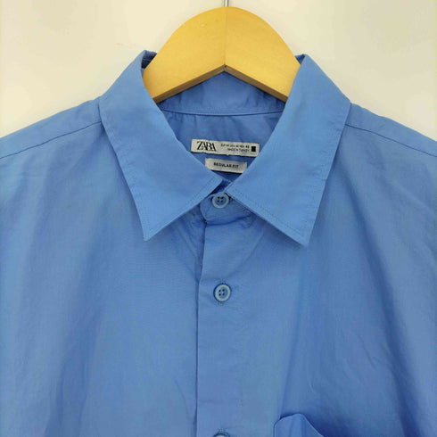 ザラ ZARA REGULAR FIT コットン 長袖カラーシャツ メンズ import:M